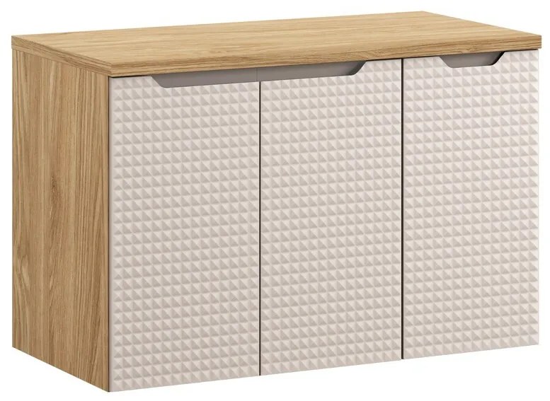 Závesná skrinka pod umývadlo Luxor Beige s doskou 90 cm béžová/dub olejovaný