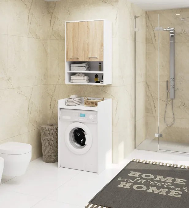 Kúpeľňová skrinka FIN H934 W64 2D 1P biela / dub sonoma