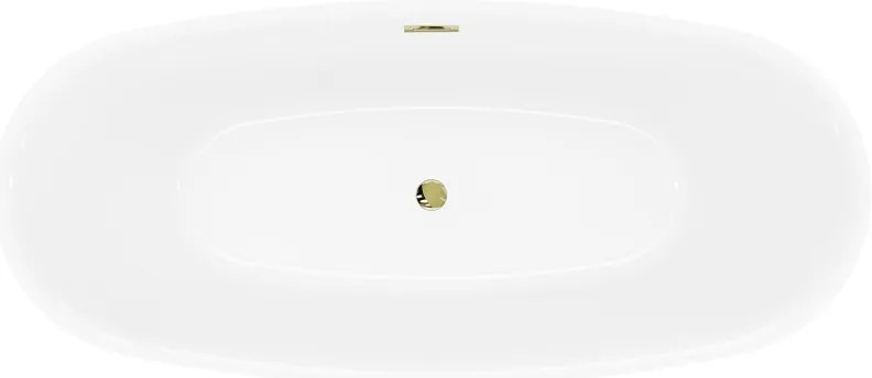 Mexen Luvo Slim, voľne stojaca vaňa 170 × 75 cm, biela-čierna, zlatý lesklý prepad, 52801707575-50