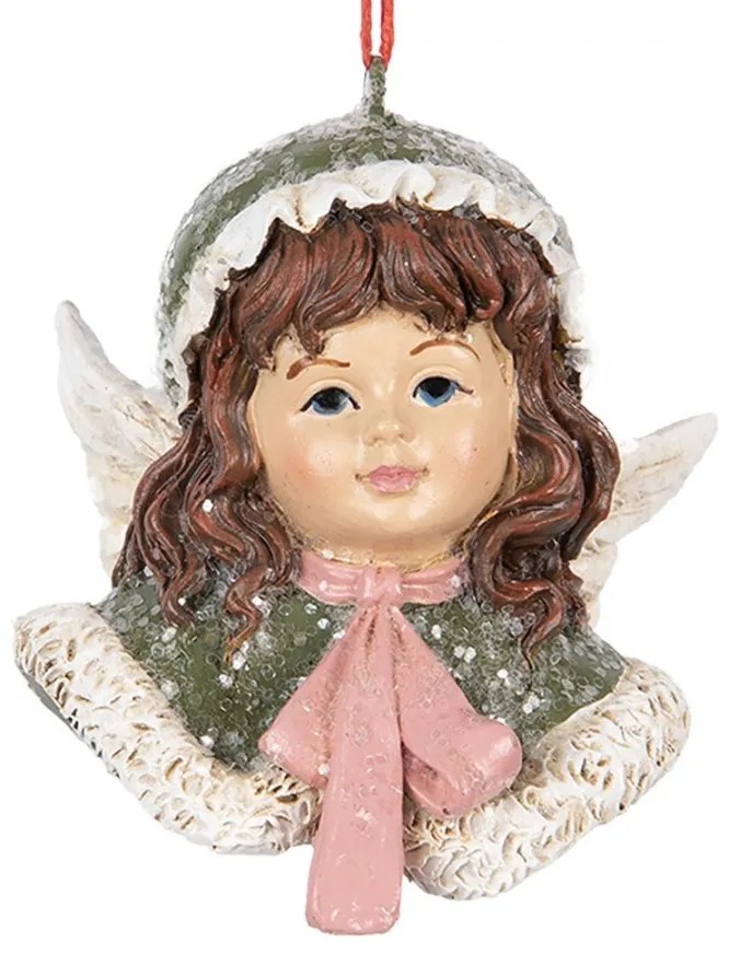 Zelená vianočná závesná dekorácia anjelik Angel - 7*7*7 cm