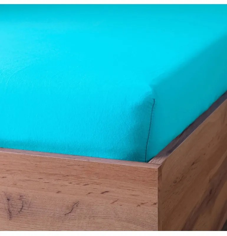 Plachta posteľná tyrkysová jersey EMI, Detská plachta 70x140