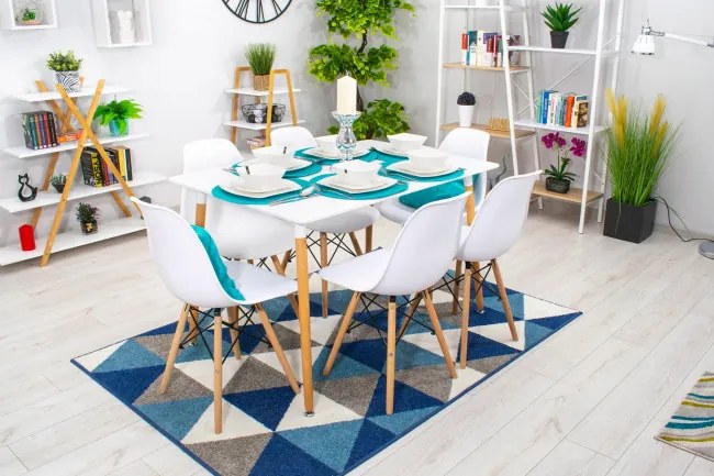 Jedálenský stôl ADRIA biely so šiestimi stoličkami OSAKA biele