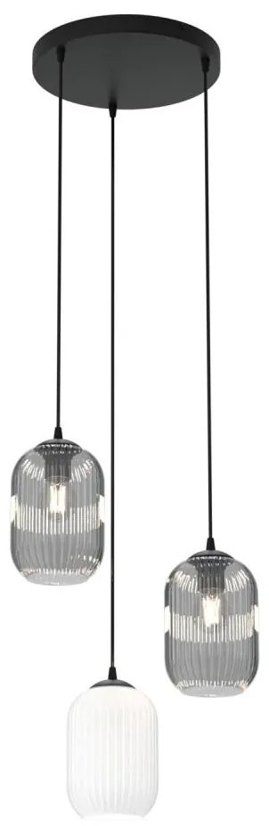 Luster na lanku VERDI 3xE27/15W/230V pr. 30 cm čierna/šedá/biela