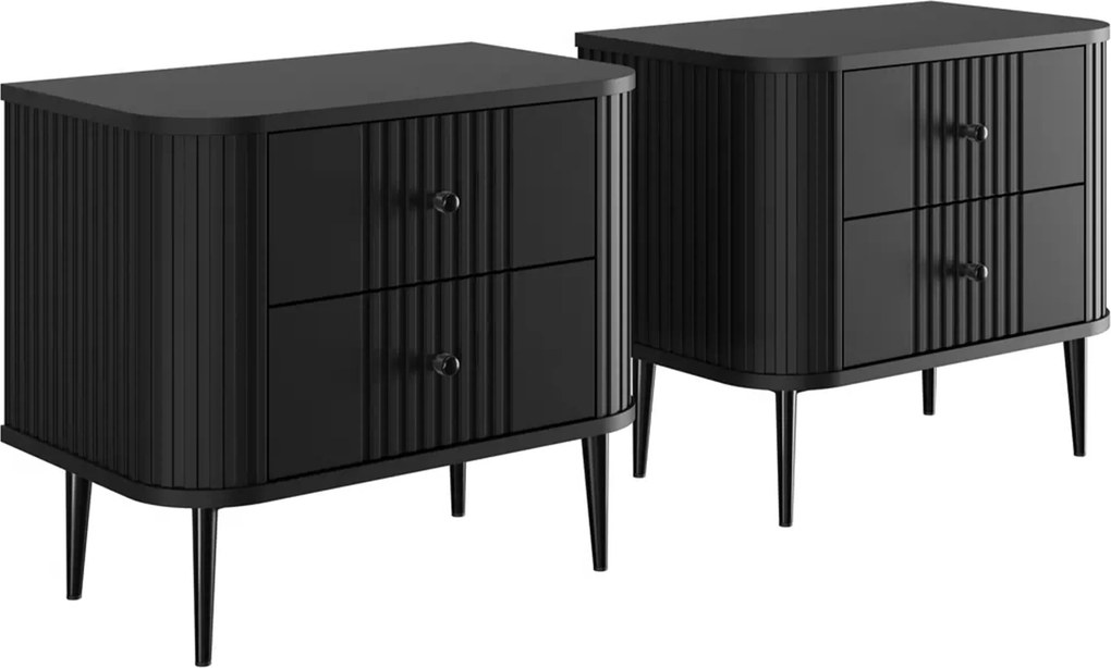 Nočné stolíky Vespera 56 cm - 2 ks - čierna / čierne nožičky