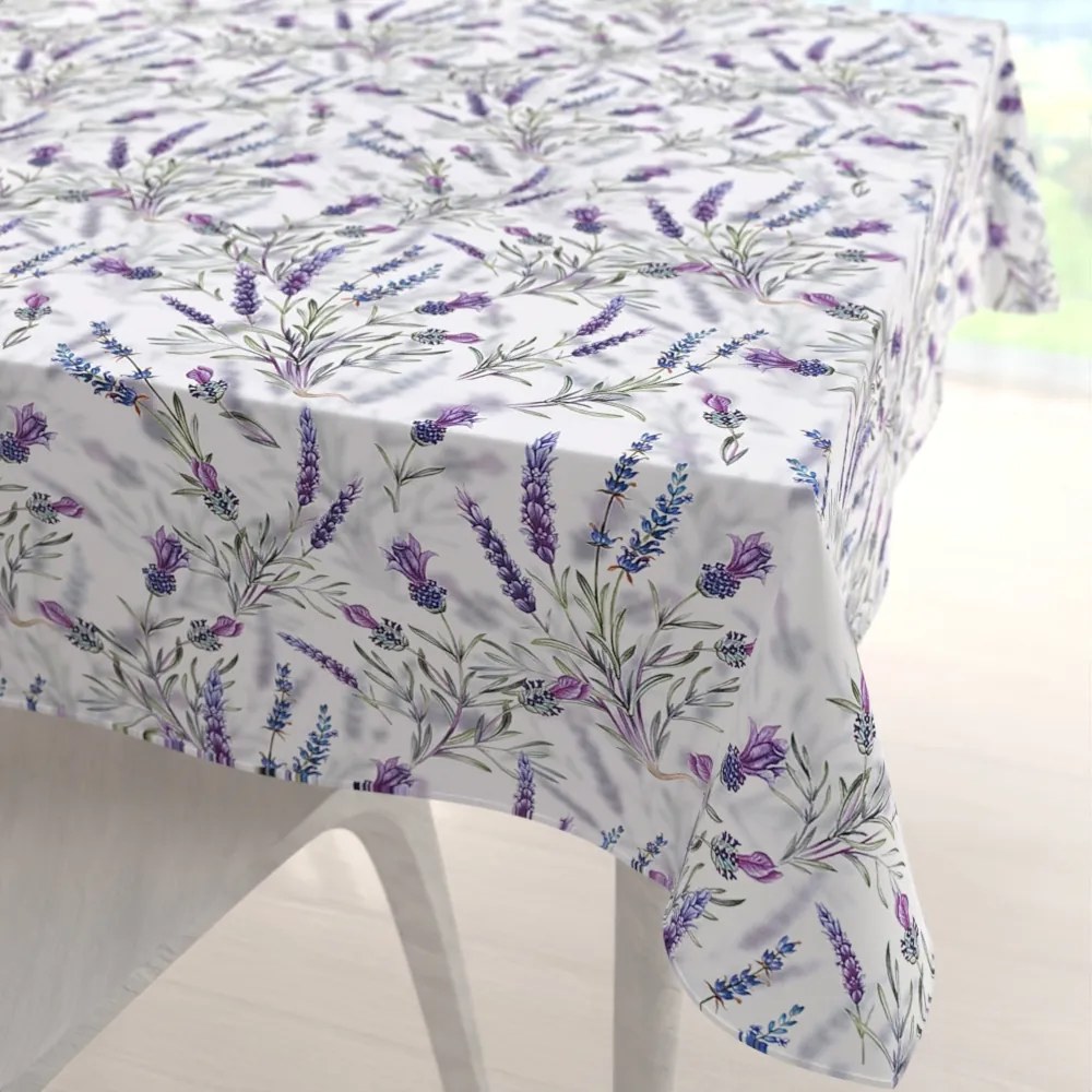 Biante Teflónový štvorcový obrus TF-072 Levandule na bielom 130x130 cm
