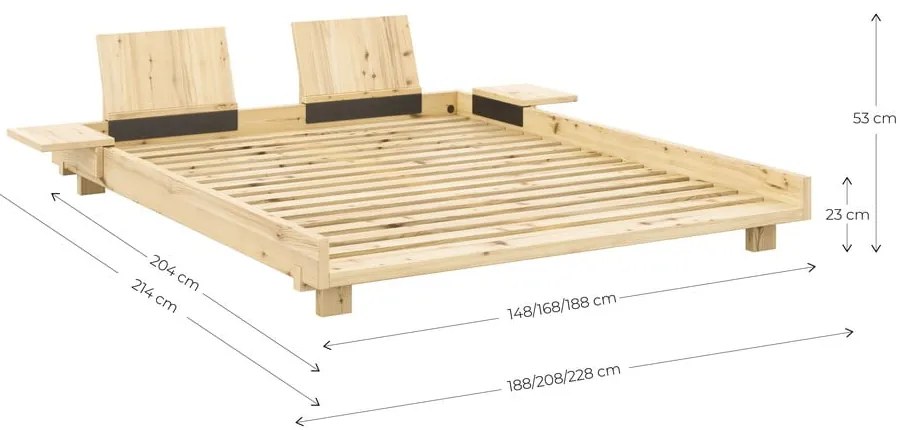 Dvojlôžková posteľ z borovicového dreva s roštom v prírodnej farbe 180x200 cm Social Bed – Karup Design