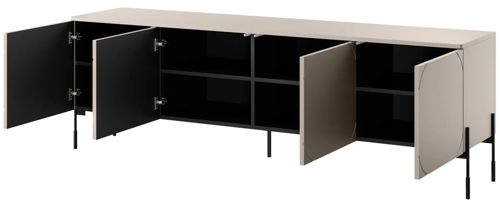 TV skrinka Sonatia štvordverová na kovových nohách 200 cm - kašmír