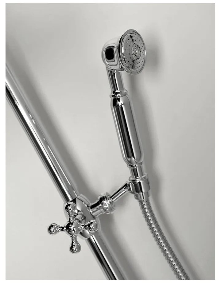 Mosadzná sprchová súprava v lesklo striebornej farbe s hlavovou sprchou a ručnou sprchou 142 cm Antea – Sapho