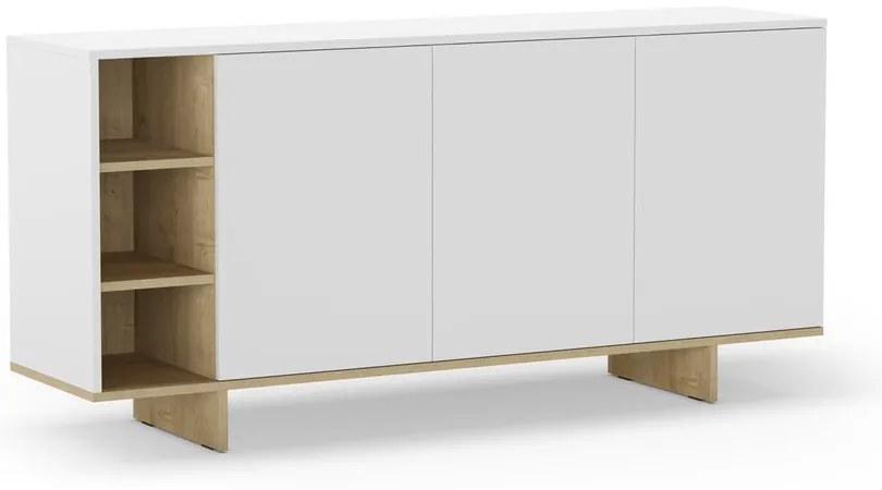 Biela nízka komoda v dekore duba 170x80 cm Cequoia – Marckeric