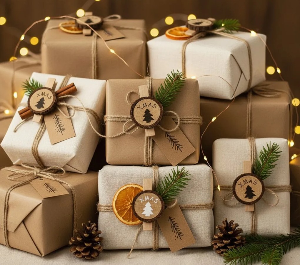 Sada 8 ks vánočních kolíčků Deleon hnědá