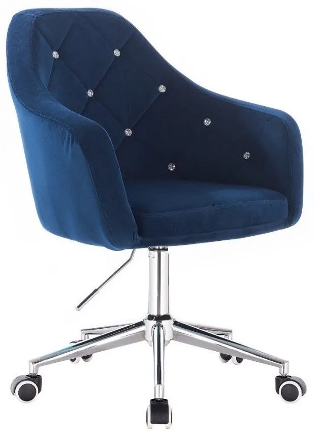 LuxuryForm DESIGN Kreslo ROMA VELUR na striebornej podstave s kolieskami - modré