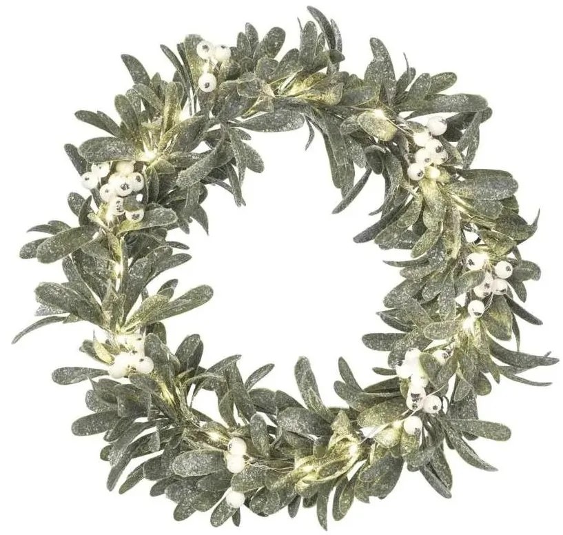 LED vianočný veniec 25× LED, napájanie 3× AA, priemer 35 cm