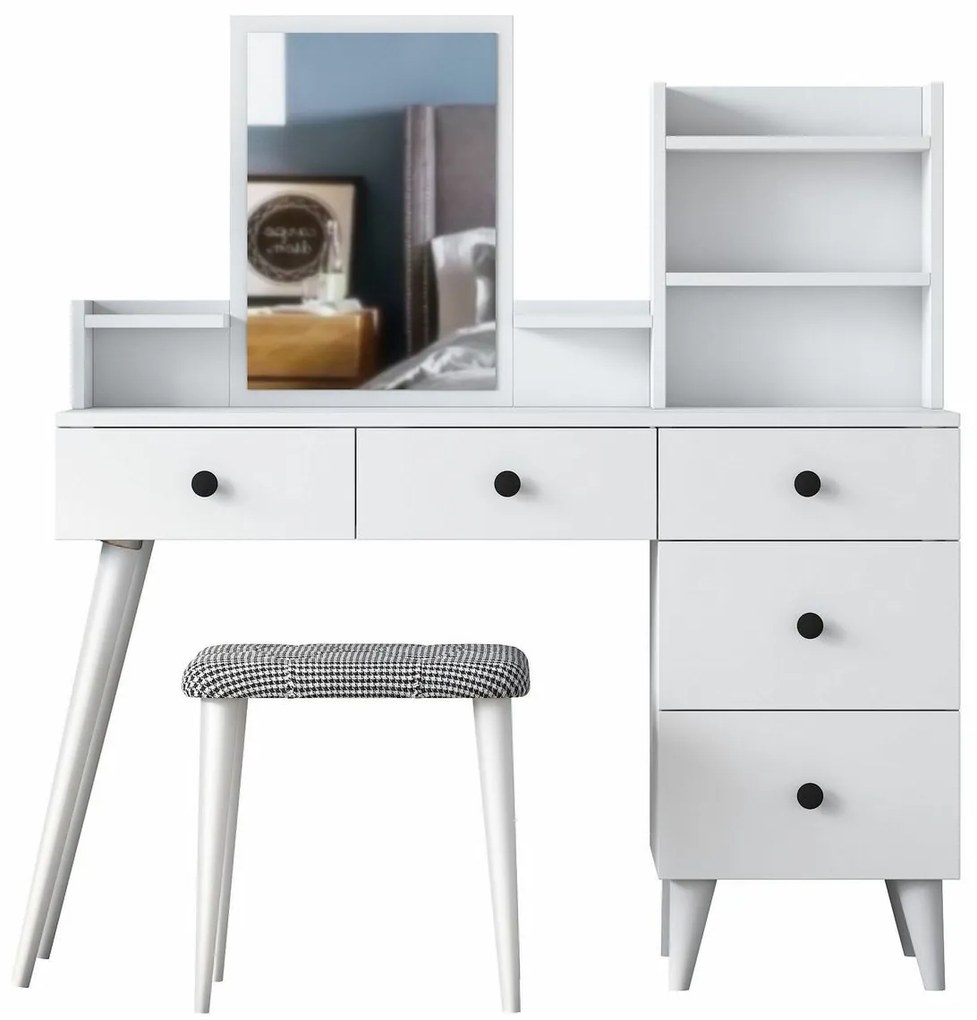 Kozmetický stolík Bela White so stoličkou