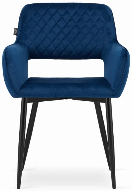 Set dvoch jedálenských stoličiek AMALFI zamat modré (čierne nohy) 2ks