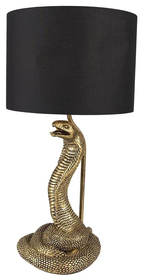 Čierno-zlatá stolná lampa Snake gold - Ø26*48 cm E27/max 1*60W
