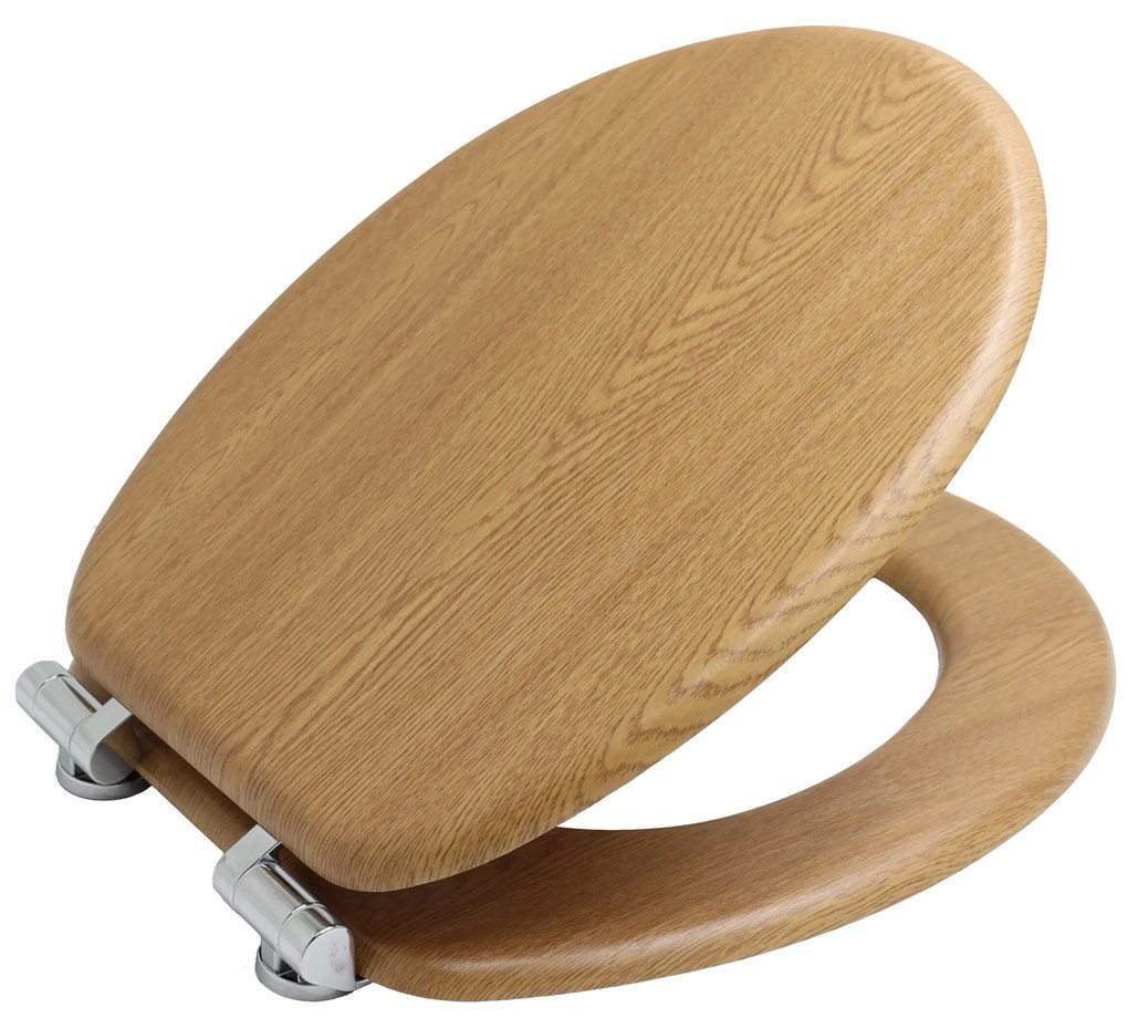 BISK Erga, toaletné WC sedátko z MDF s pomalým zatváraním, dub prírodný, ERG-08223