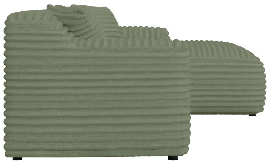 Zelená menčestrová rohová pohovka (pravý roh/s leňoškou) Martin – Ropez