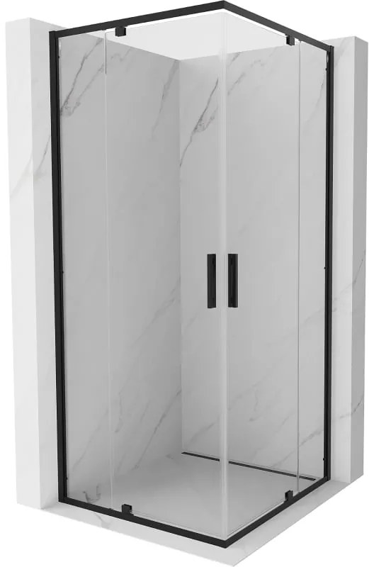 Mexen Exo, 2-krídlový sprchovací kút 80 x 80 cm, 6mm číre sklo, čierny profil, 8110-080-080-70-00