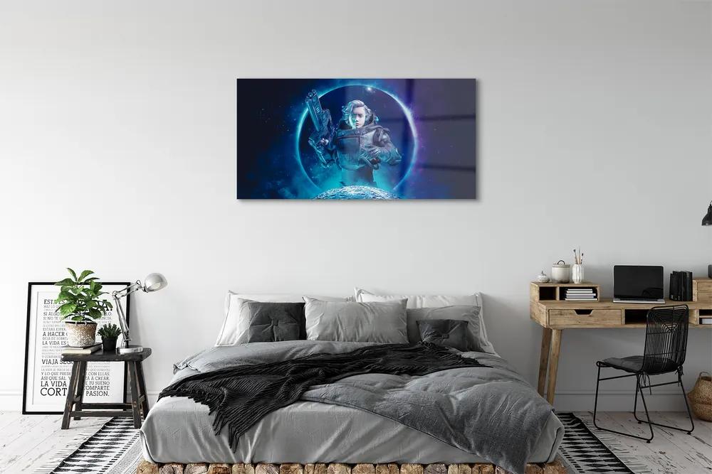Obraz plexi Space žena moon 125x50 cm