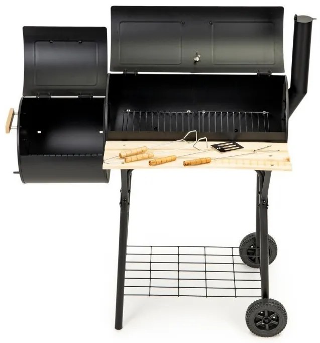 Veľký záhradný gril - 2 v 1 udiareň, teplomer + grilovacie príslušenstvo MODERNHOME - JY-061