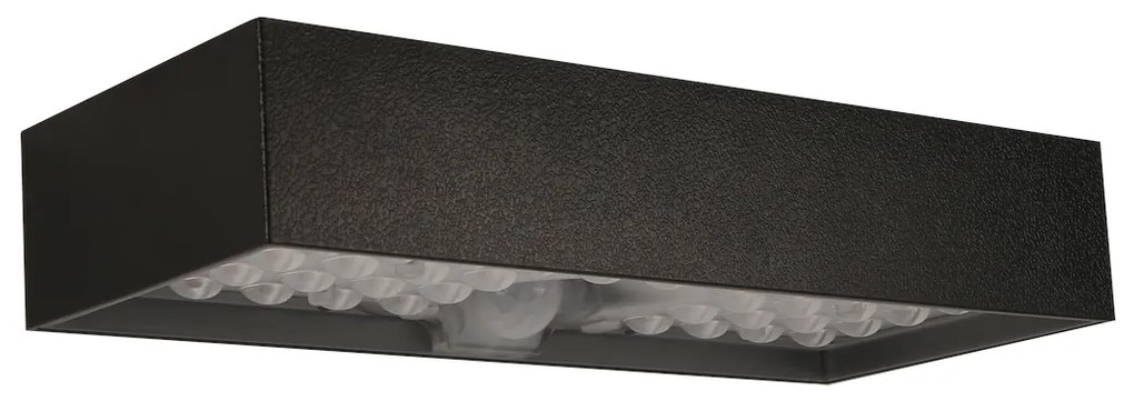 Ecolamp Exteriérové solárne nástenné LED svietidlo Brick, 1x LED 6w, čierna, pohybový senzor