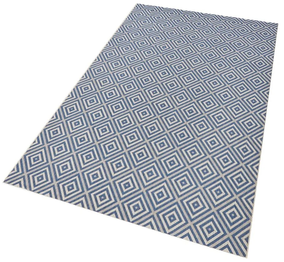 Modrý vonkajší koberec NORTHRUGS Karo, 80 × 150 cm