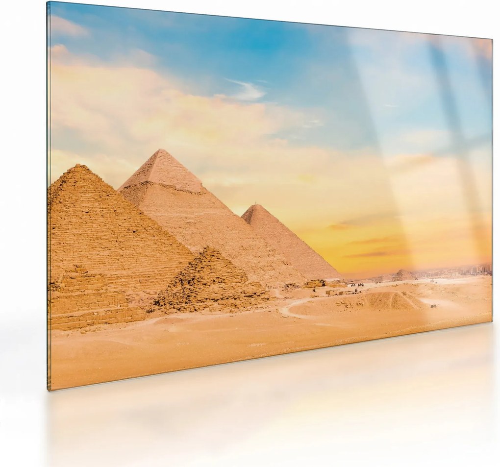 Sklenený obraz egyptských pyramíd (70x50 cm)