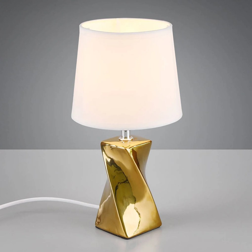 Stolná lampa Abeba, Ø 15 cm, biele zlato