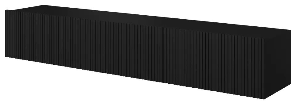 Závesná TV skrinka Nicole 200 cm - čierny / čierny mat