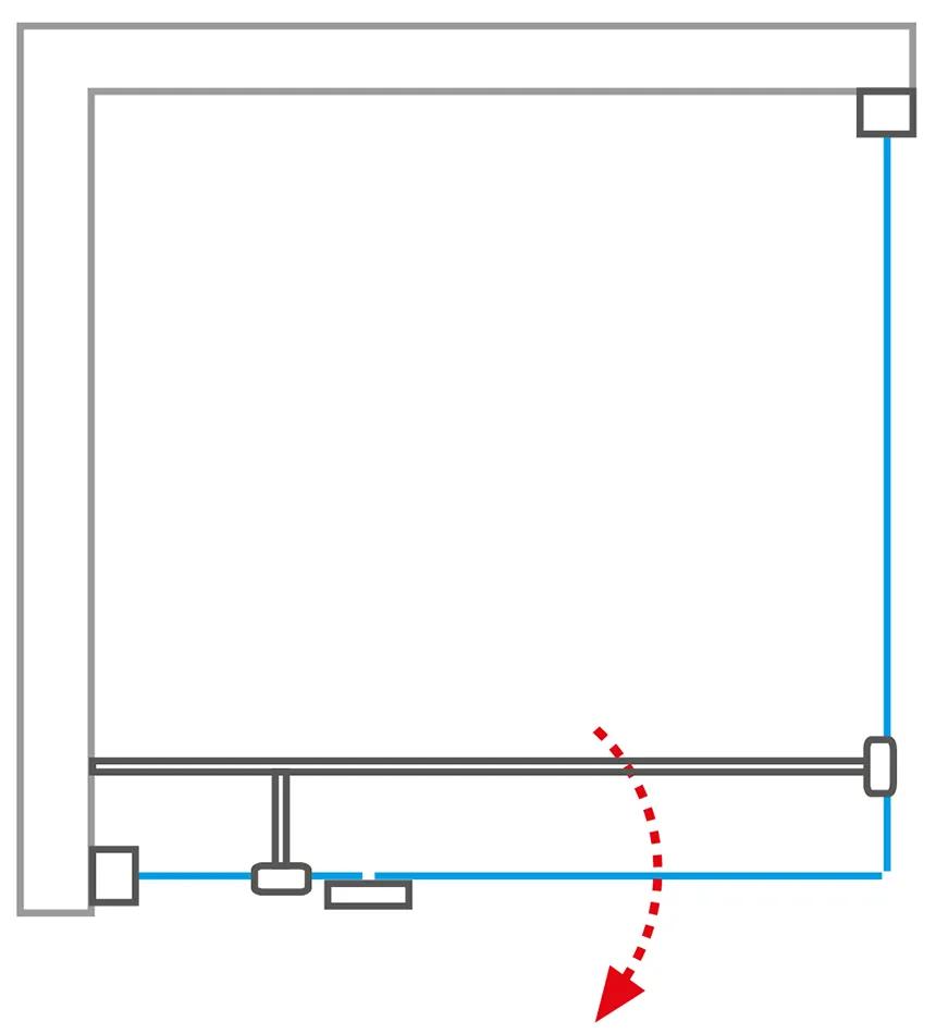 Jednokrídlové sprchové dvere OBDNL(P)1 s pevnou stenou OBDB Pravá 90 cm 90 cm 200 cm