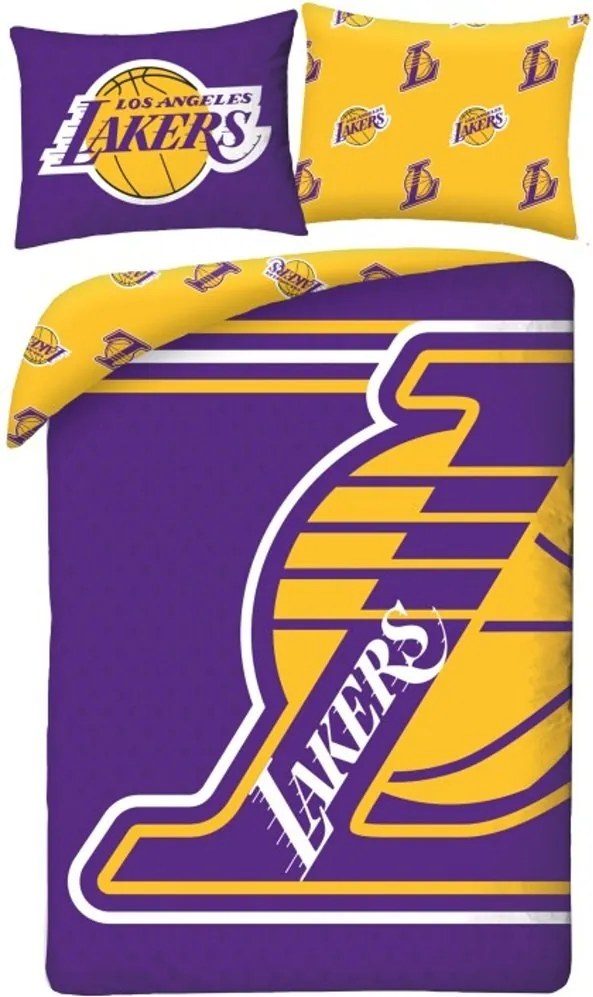 Obojstranné posteľné obliečky z mikrovlákna Los Angeles Lakers - NBA - 70x90 cm + 140x200 cm