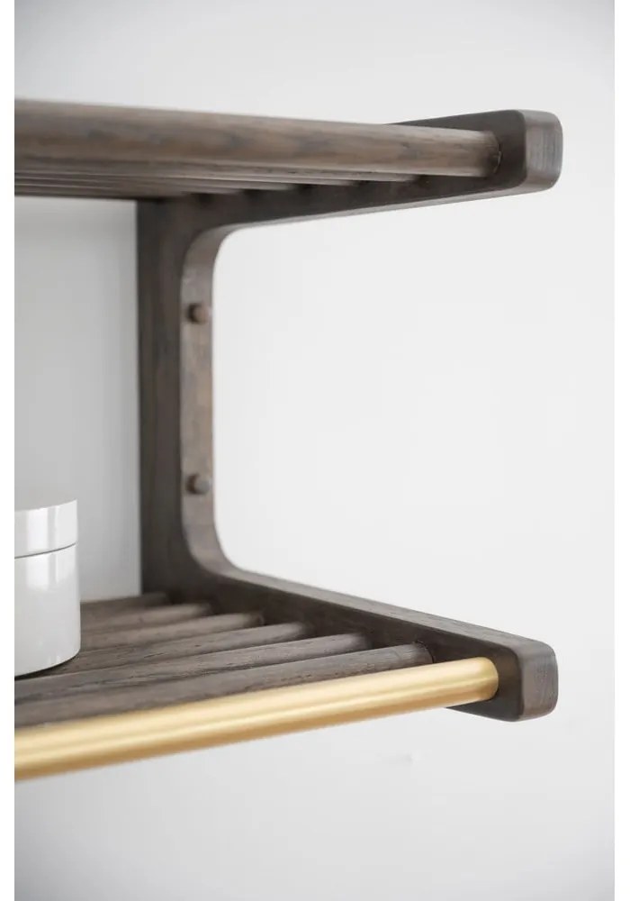 Tmavo hnedý nástenný vešiak z dubového dreva Inverness - Rowico