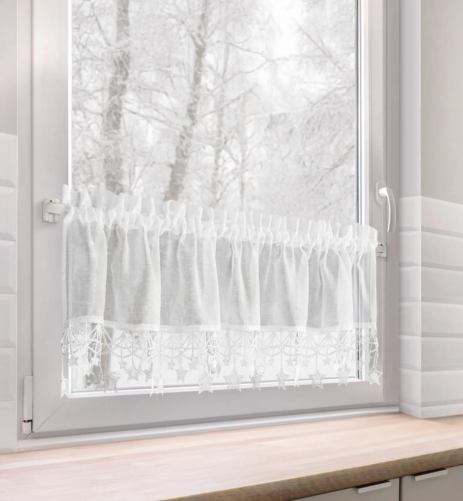 KRÁTKA VIANOČNÁ ZÁCLONA NA PÁSKE XMAS 30X150 CM HVIEZDY