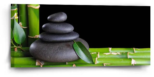 Sablio Obraz Bambus a kamene - 110x50 cm