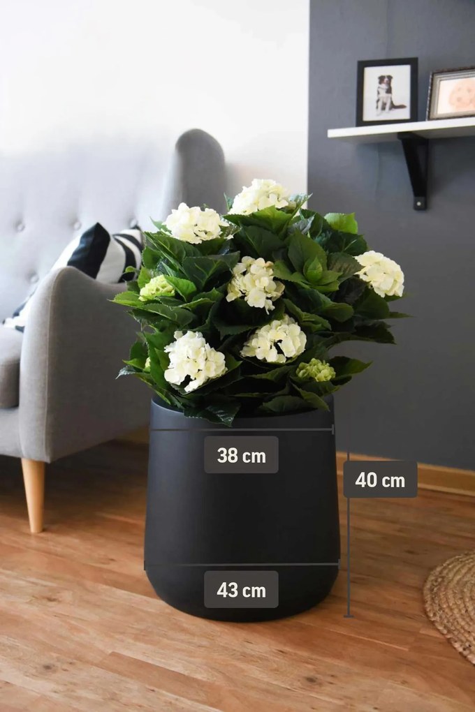 Kvetináč VEKRA, sklolaminát, výška 40 cm, čierna