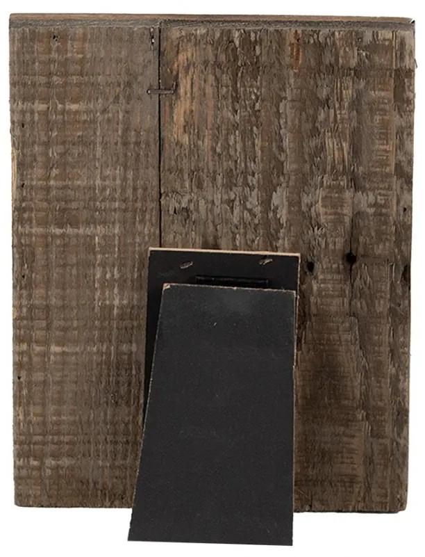 Hnedý antik drevený fotorámik s klipom Clipp - 21*3*16 cm / 9*13 cm