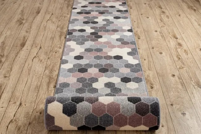Behúň HEOS 78537 sivý / ružový / krém HEXAGON