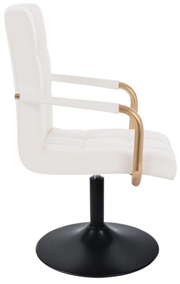 LuxuryForm DESIGN Otočná stolička VERONA GOLD na čiernom tanieri - biela