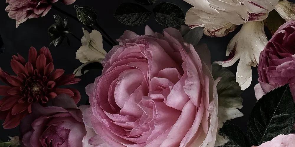 Obraz kytica kvetov v detailnom zábere - 120x60