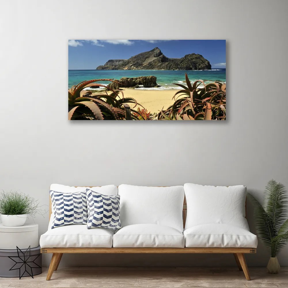 Obraz Canvas Pláž more skala príroda 140x70 cm