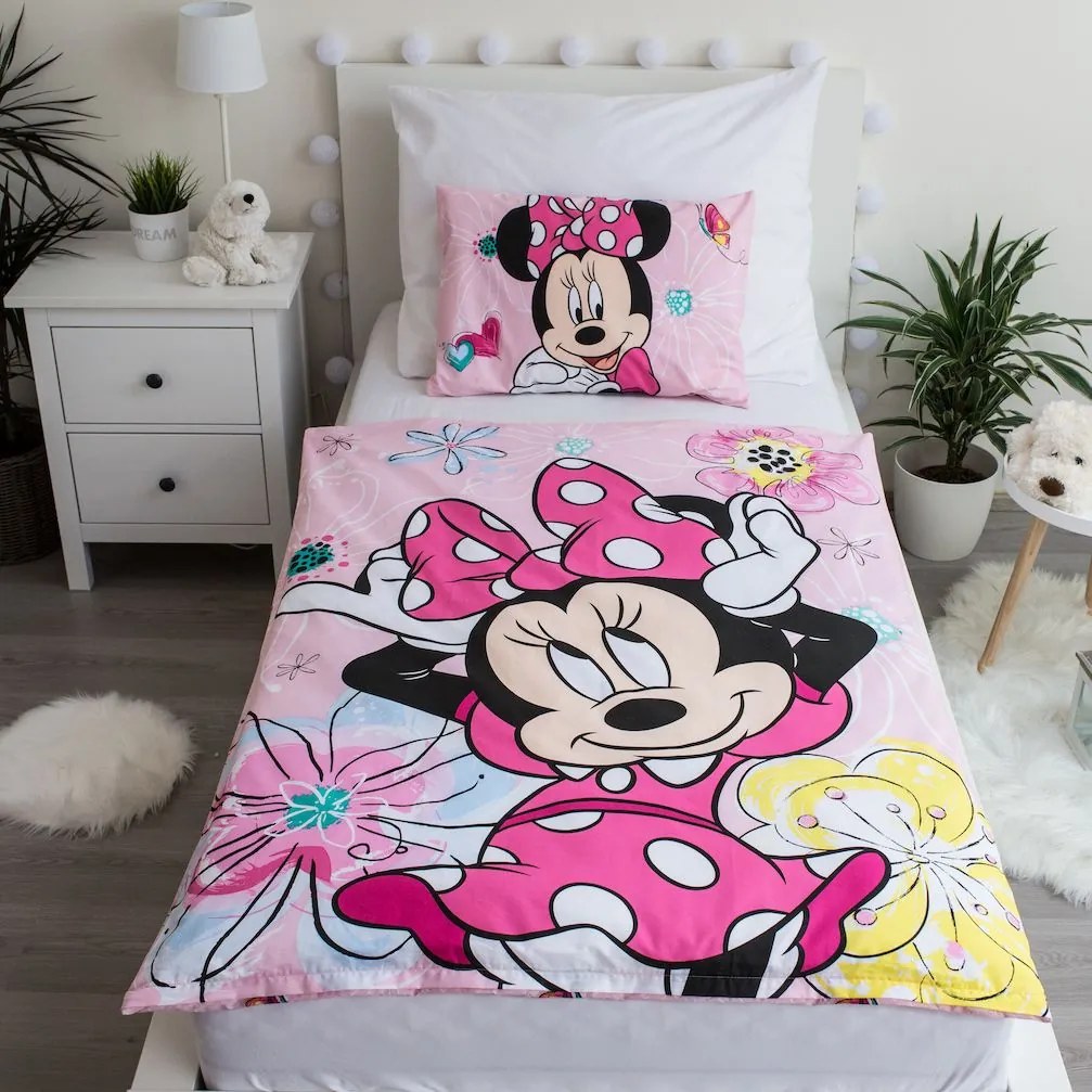 Jerry Fabrics Obliečka do postieľky Minnie "Butterfly" baby, 100x135 / 40x60 cm