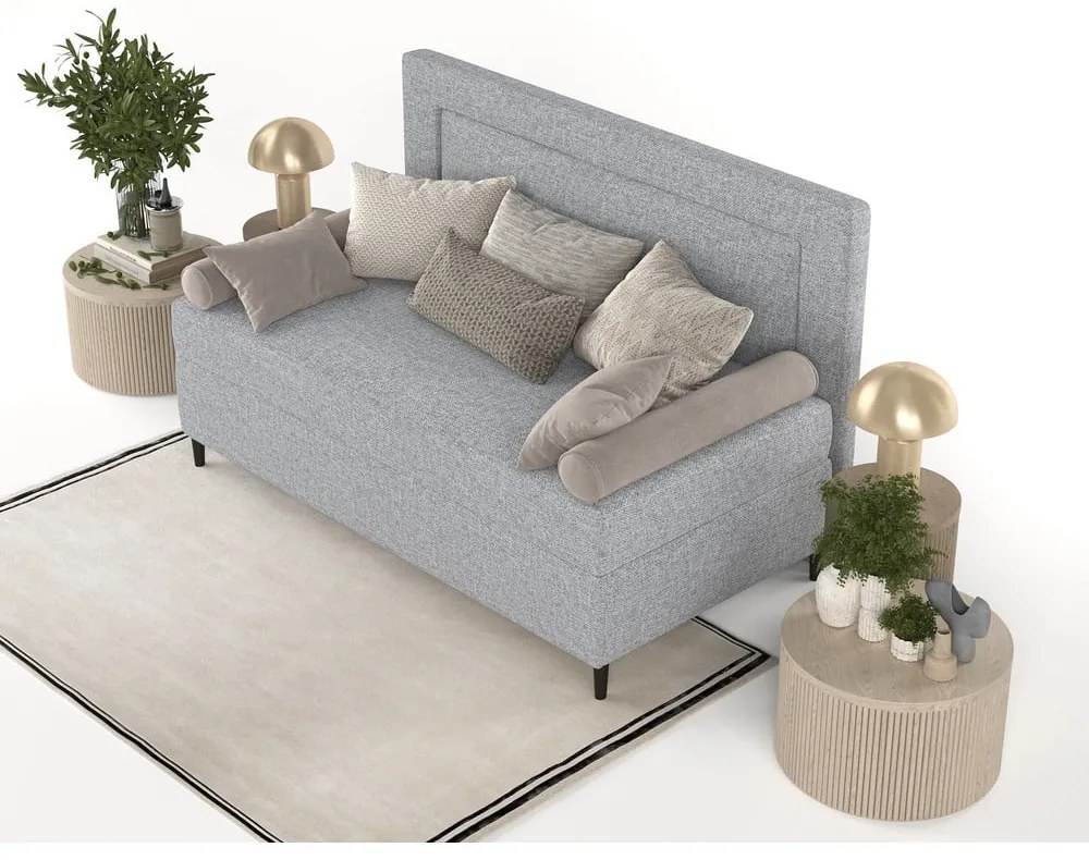 Sivá čalúnená jednolôžková posteľ 100x200 cm Alba – Maison de Rêve