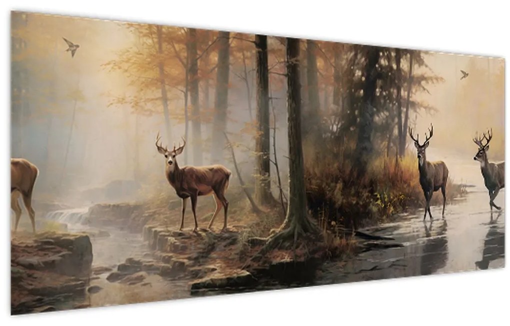 Obraz - Vintage maľba divokej zveri (120x50 cm)