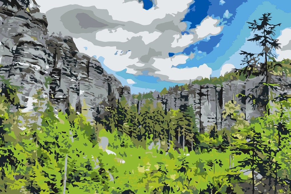 Gario Maľovanie podľa čísel Adršpašské skaly Rozmery: 80 x 60 cm, Rámovanie: S vnútorným rámom