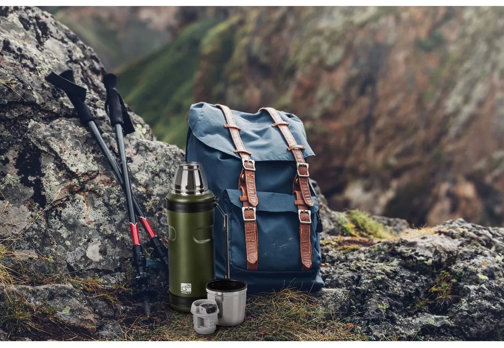 Termofľaša G21 na pitie, 1000 ml, zelená s rukoväťou 60022404