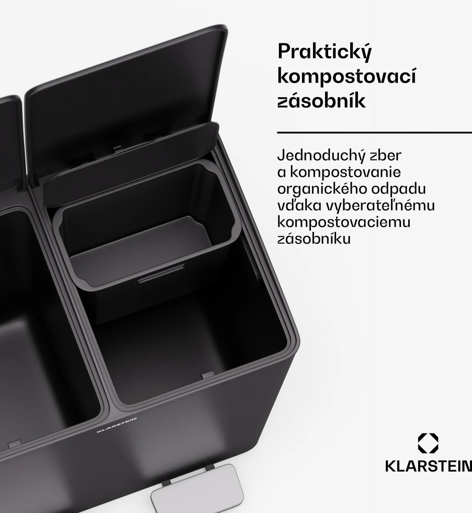 Klarstein EcoVista, odpadkový kôš s kompostérom, 40 l + 3 l/kôš + kompostér, Soft-Close