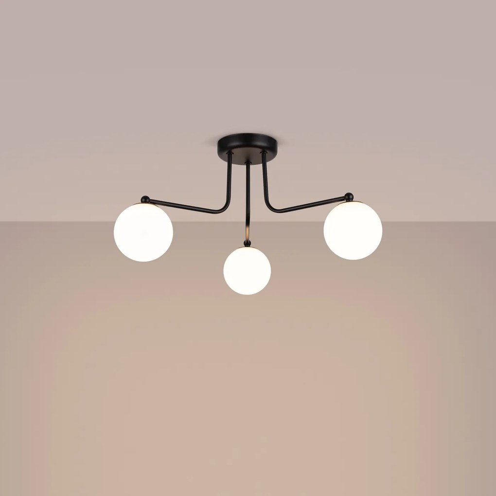 Stropné svietidlo Astral, 3x biele sklenené tienidlo, b