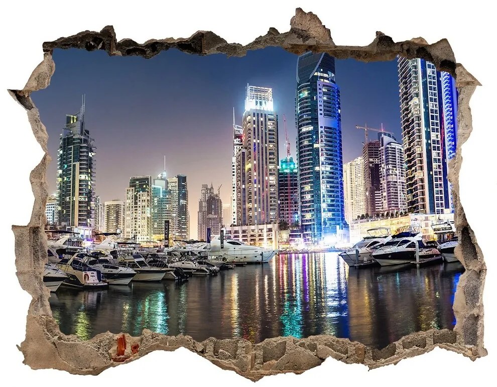 Fototapeta díra na zeď 3D Dubaj v noci nd-k-56151340