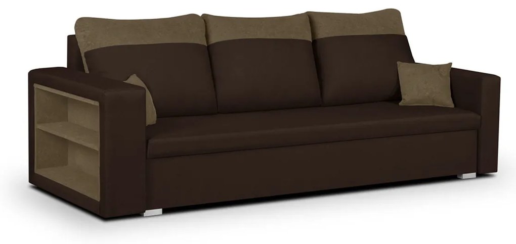 Pohovka pre 3 osoby s funkciou spania PAVEL Tmavohnedá/svetlohnedá