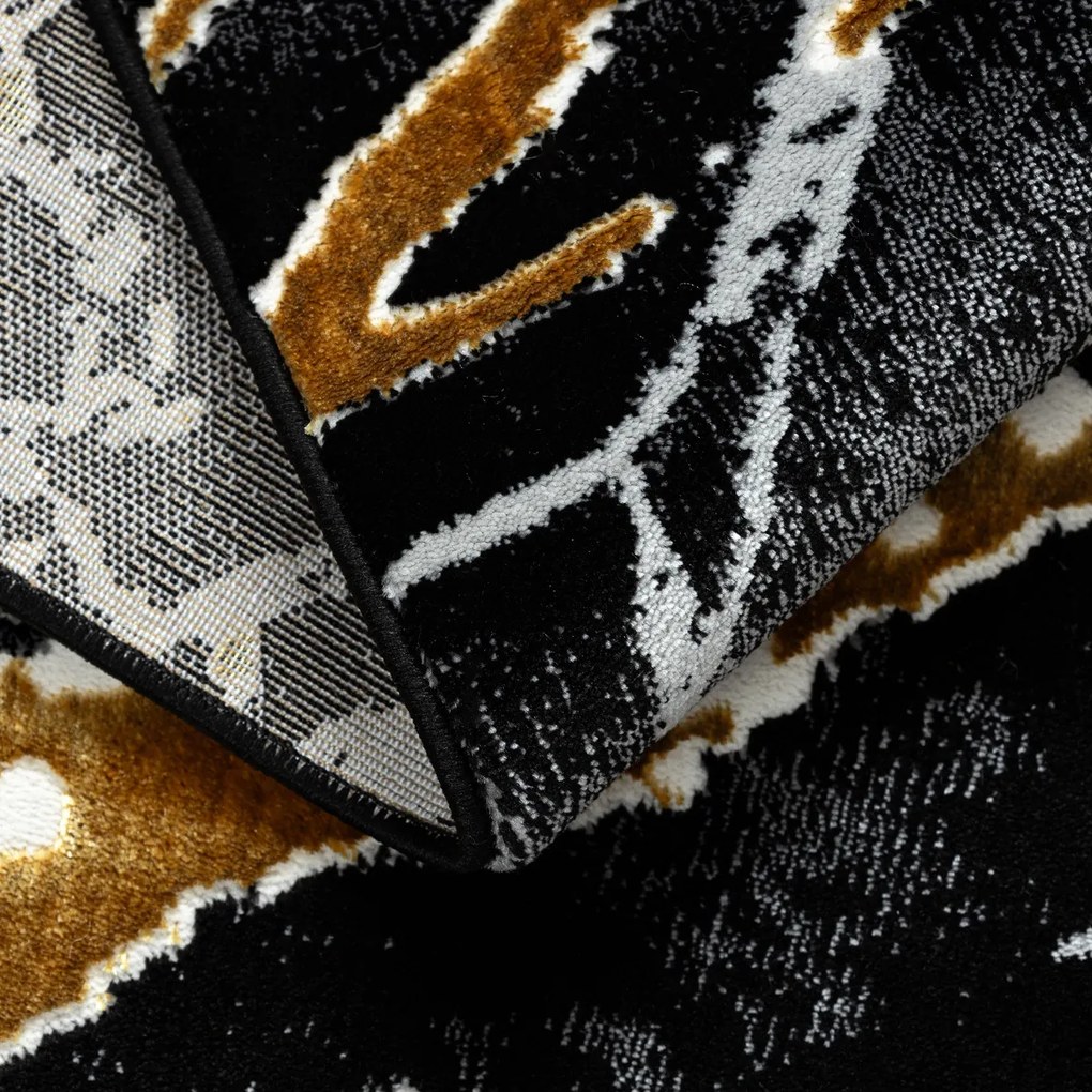 Dywany Łuszczów, Kusový koberec Allure 1963 black/gold, 140x190, čierna, kancelária